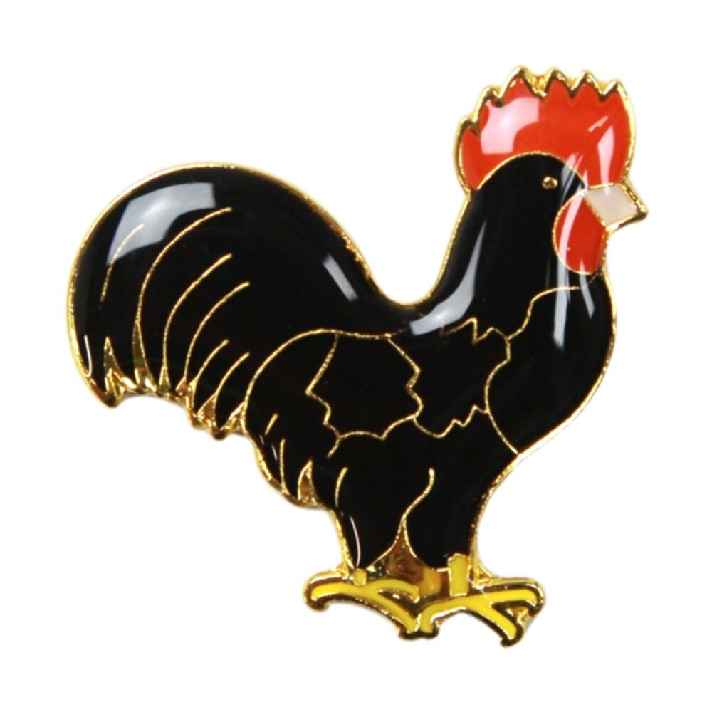 Black Rooster Enamel Pin - Cute Country Chicken Farm Animal Nature Apparel NWT
